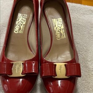 Salvatore Ferragamo Vara 45 mm Red  Patent Leather Pumps-Size 8B